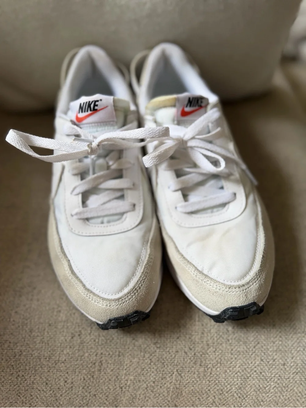 Nike Women's White and Beige Platform Sneakers